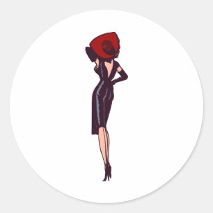 Vintage atemberaubendes Glamourgirl Retro-Pinup Runder Aufkleber