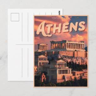 Vintage Athen Geschenke Hauptstadt von Griechenlan Postkarte