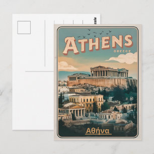 Vintage Athen Geschenke Hauptstadt von Griechenlan Postkarte