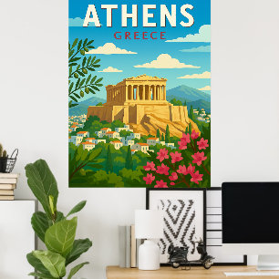 Vintage Athen Griechenland Parthenon Poster – Retr