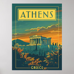 Vintage Athen, Griechenland Poster Parthenon