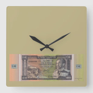 Vintage-Äthiopischer-Birr-Banknote Quadratische Wanduhr