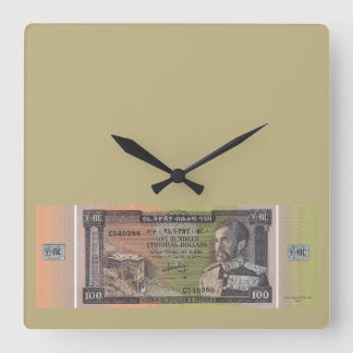 Vintage-Äthiopischer-Birr-Banknote Quadratische Wanduhr