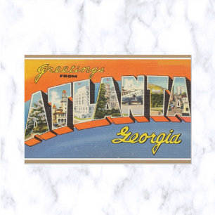 Vintage Atlanta Georgia Postkarte mit großem Buchs