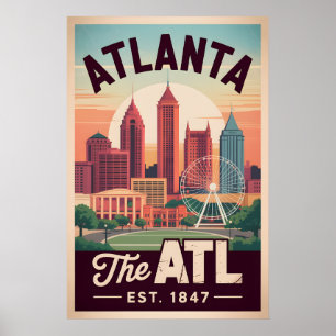 Vintage Atlanta Georgia The ATL Retro-Reise Poster