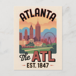 Vintage Atlanta Georgia The ATL Retro-Reise Postkarte