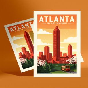 Vintage Atlanta Postkarte