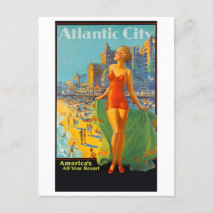 Vintage Atlantic City Reiseplakat Postkarte