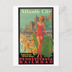 Vintage Atlantic City Werbeanzeige Postkarte