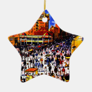 Vintage Atlantic City Zug-Reise Keramik Ornament