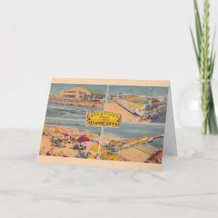 Vintage Atlantikstadt Illustriert Karte