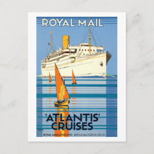 VINTAGE ATLANTIS OCEAN LINER REISE POSTKARTE