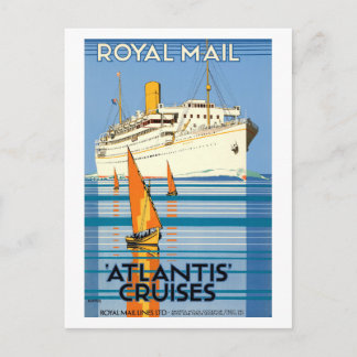 VINTAGE ATLANTIS OCEAN LINER REISE POSTKARTE