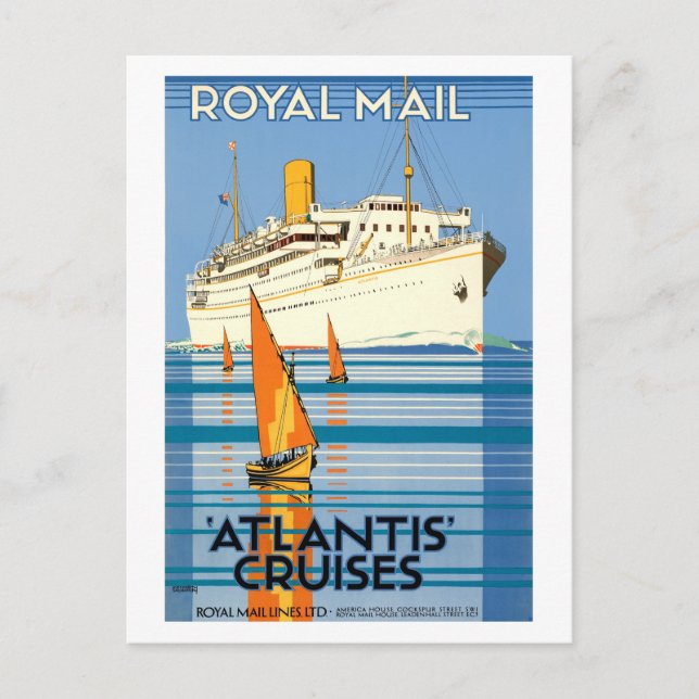 VINTAGE ATLANTIS OCEAN LINER REISE POSTKARTE (Vorderseite)