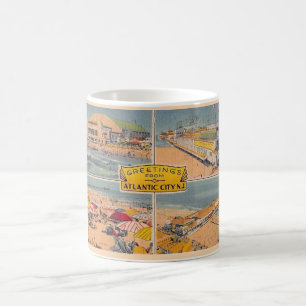 Vintage atlantische Stadt Illustrierte Tasse