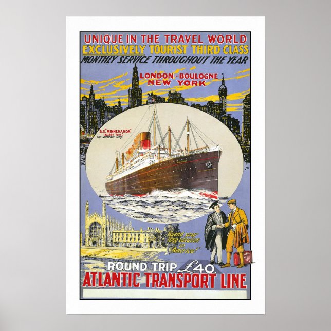 Vintage, Atlantische Verkehrslinie Poster (Vorne)