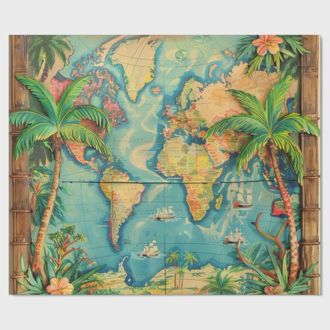 Vintage-Atlas-Geschenkpapier Geschenkpapier (Flach)