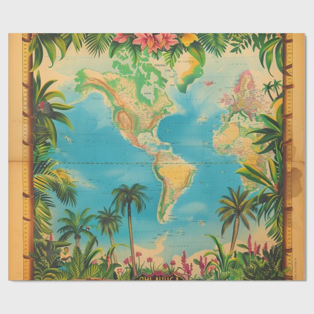 Vintage-Atlas-Geschenkpapier Geschenkpapier (Flach)