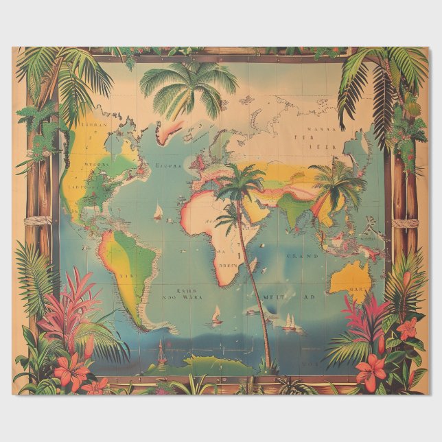 Vintage-Atlas-Geschenkpapier Geschenkpapier (Flach)