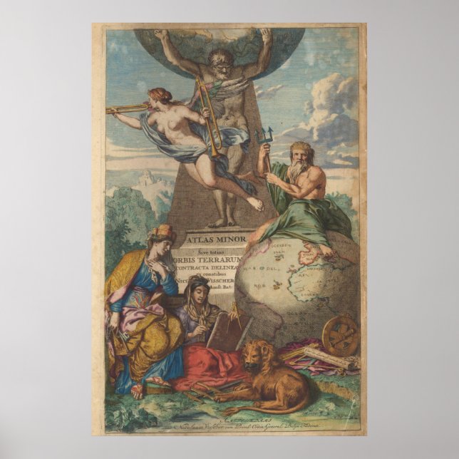 Vintage Atlas-Illustration Poster (Vorne)