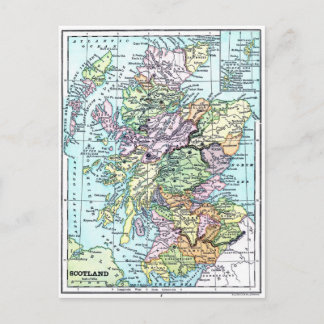 Vintage Atlas-Karte - Schottland Postkarte