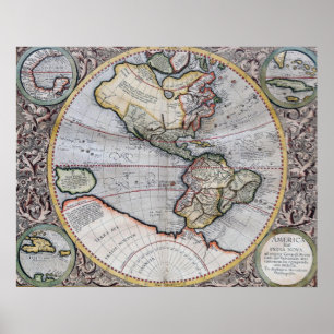 Vintage Atlas-Weltkarte Poster