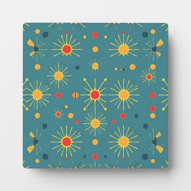 Vintage Atomexplosion Teal-Muster Fotoplatte (Vorderseite)