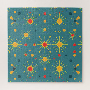 Vintage Atomic Burst Türkis Muster Puzzle
