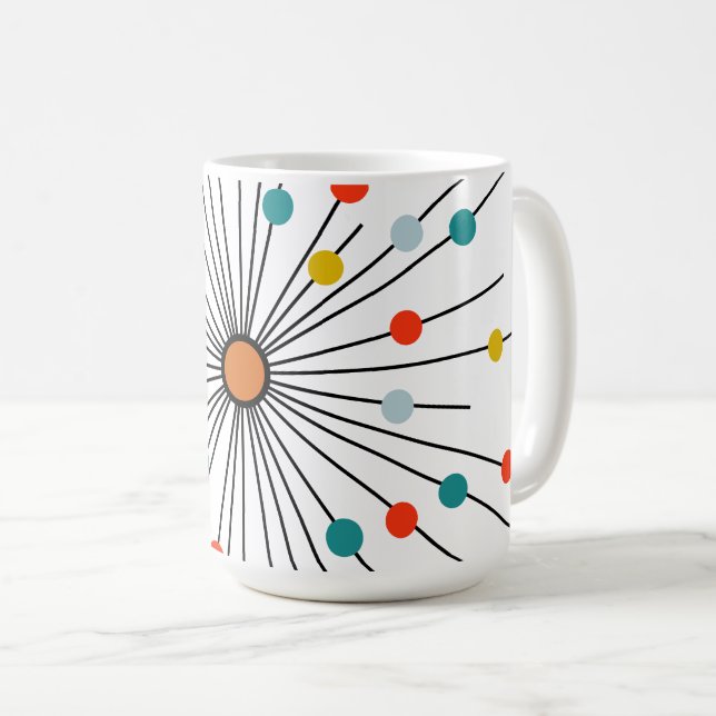 Vintage Atomic Dot Retro Kaffeetasse (VorderseiteRechts)