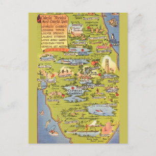 Vintage-Attraktionenkarte Florida  Postkarte