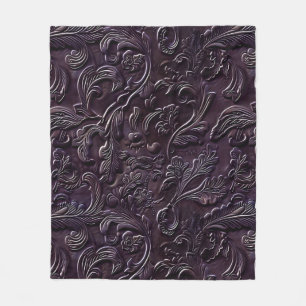 Vintage Aubergine-Leder mit Prägung Fleecedecke