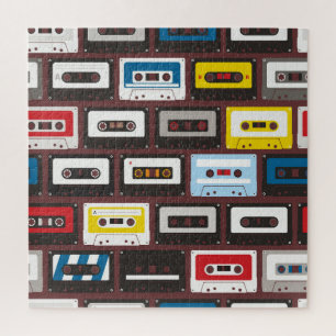 Vintage Audiokassetten, nahtloser Hintergrund. Puzzle