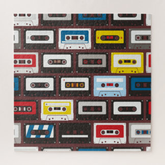 Vintage Audiokassetten, nahtloser Hintergrund. Puzzle