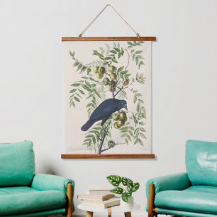 Vintage Audubon Amerikanische Krähe Vogel Natur Ku Wandteppich Mit Holzrahmen
