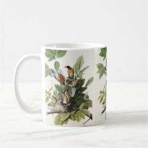 Vintage Audubon Amerikanische Rotdrossel Vogelnest Kaffeetasse