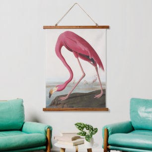 Vintage Audubon Amerikanischer Flamingo Rosa Vogel Wandteppich Mit Holzrahmen