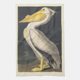 Vintage Audubon Amerikanischer Weißer Pelikan Voge Geschirrtuch