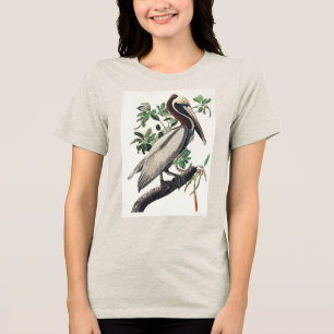 Vintage Audubon Brauner Pelikan Küsten-Vogel-Kunst Tri-Blend Shirt