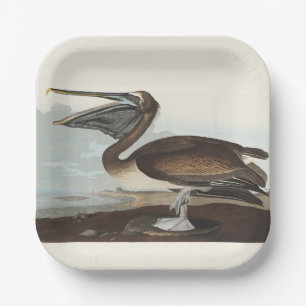 Vintage-Audubon-Braunpelikan-Küstenvogel-Kunst Pappteller
