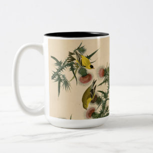 Vintage-Audubon-Goldfinken-Vogelmalerei Zweifarbige Tasse