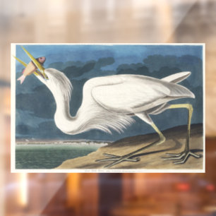 Vintage Audubon-Großer Silberreiher-Vogelkunst Fensteraufkleber