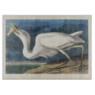 Vintage-Audubon-Großer-Weißer-Reiher-Vogel-Kunst Schneidebrett