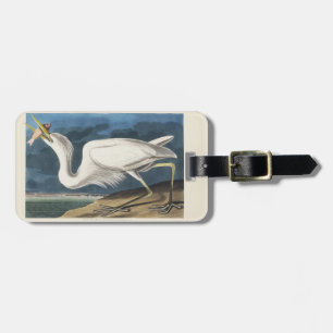 Vintage Audubon-Großer Weißer Reiher-Vogelkunst Gepäckanhänger