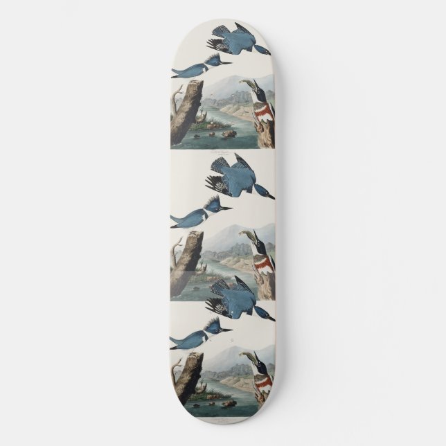 Vintage Audubon Gürtel-Eisvogel-Vogelkunst Skateboard (Vorderseite)