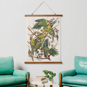 Vintage-Audubon-Karolina-Sittich-Vogelkunst Wandteppich Mit Holzrahmen