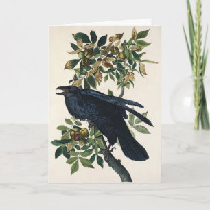 Vintage-Audubon-Raben-Vogel-Naturkunst Feiertagskarte