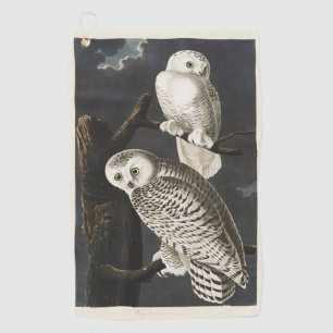 Vintage Audubon Schnee-Eule Nachtvogel-Kunst Golfhandtuch