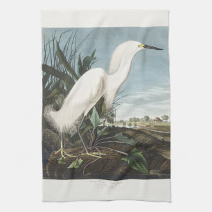 Vintage Audubon Schneereiher Weißer Reiher Vogel K Geschirrtuch