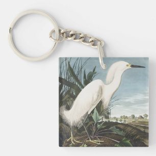 Vintage-Audubon-Schneereiher-Weißer-Reiher-Vogel-K Schlüsselanhänger