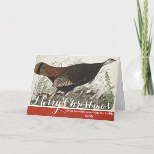Vintage Audubon Truthuhn-Henne & Jungtiere Kunst Feiertagskarte